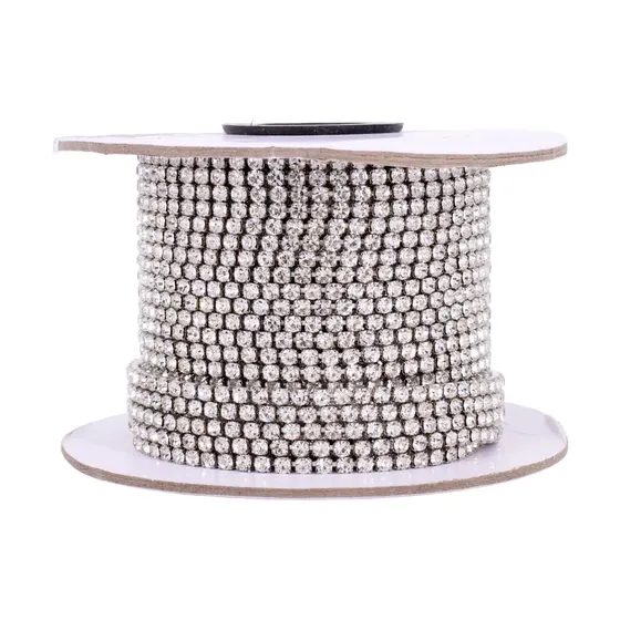 Corrente De Strass Junta Ss14 Em Vidro Com 25 Metros