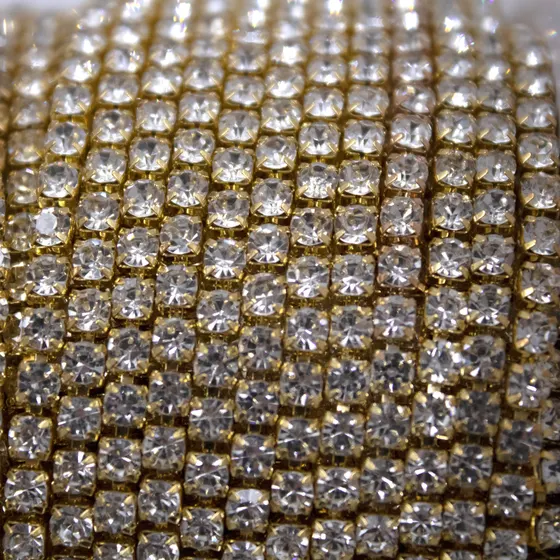 Corrente De Strass Junta Ss14 Em Vidro Com 25 Metros