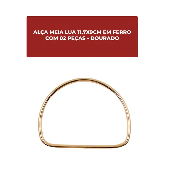 Alca Para Bolsa Meia Lua 11.7X9Cm Em Ferro (2 Pc) - Dourado