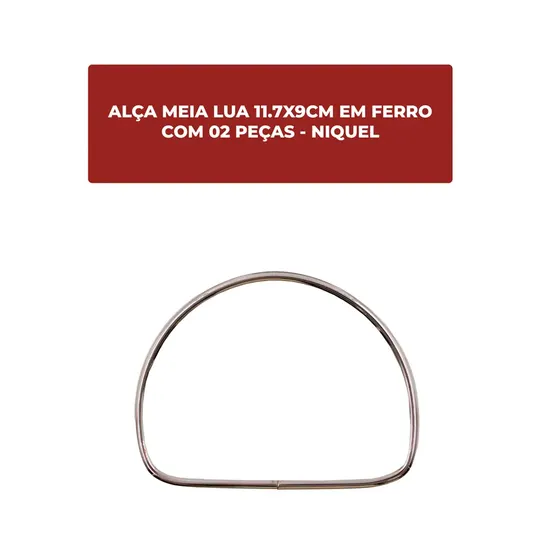 Alca Para Bolsa Meia Lua 11.7X9Cm Em Ferro (2 Pc) - Niquel