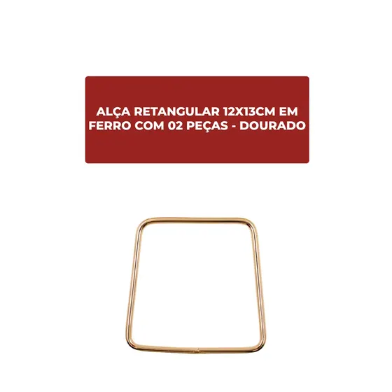 Alca Para Bolsa Retangular 12X13Cm Em Ferro (2 Pc) - Dourado