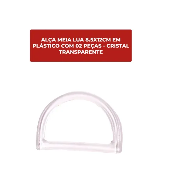 Alca Meia Lua 8.5X12Cm Em Plastico (2 Pc) - Cristal Transparente
