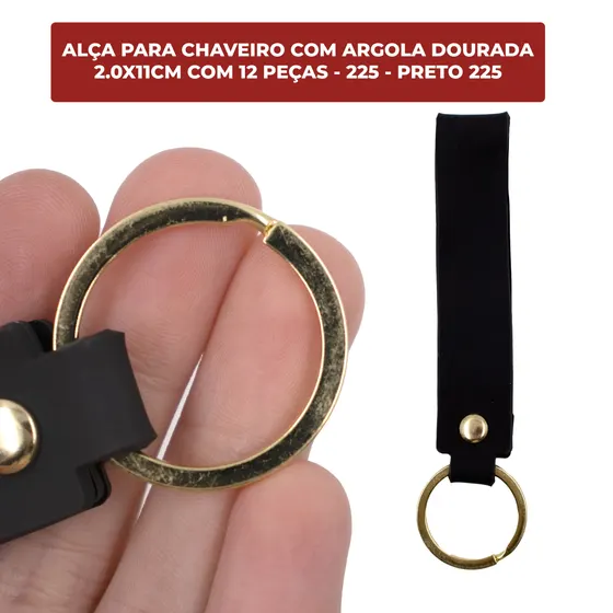 Alca Para Chaveiro Com Argola Dourada 2.0X11Cm (12 Pc)