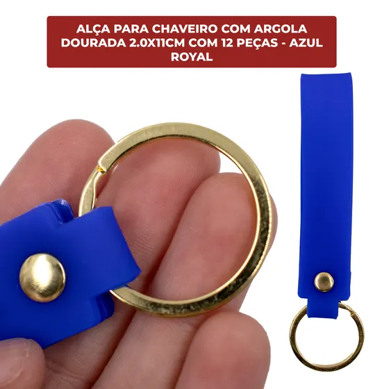 Alca Para Chaveiro Com Argola Dourada 2.0X11Cm (12 Pc) - Azul Royal