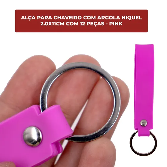 Alca Para Chaveiro Com Argola Niquel 2.0X11Cm (12 Pc) - Pink