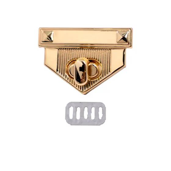 Fecho Torniquete Triangular Para Bolsa 44X31Mm Em Ferro (12 Pc) - Dourado