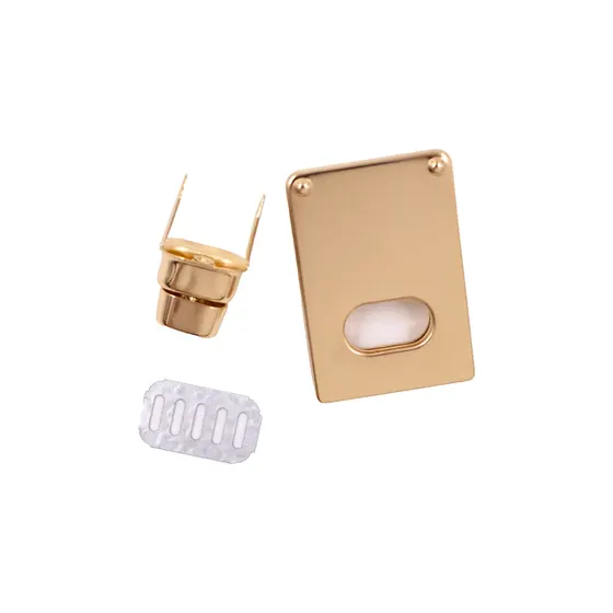 Fecho Torniquete Retangular Para Bolsa 44X30Mm Em Ferro (12 Pc) - Dourado