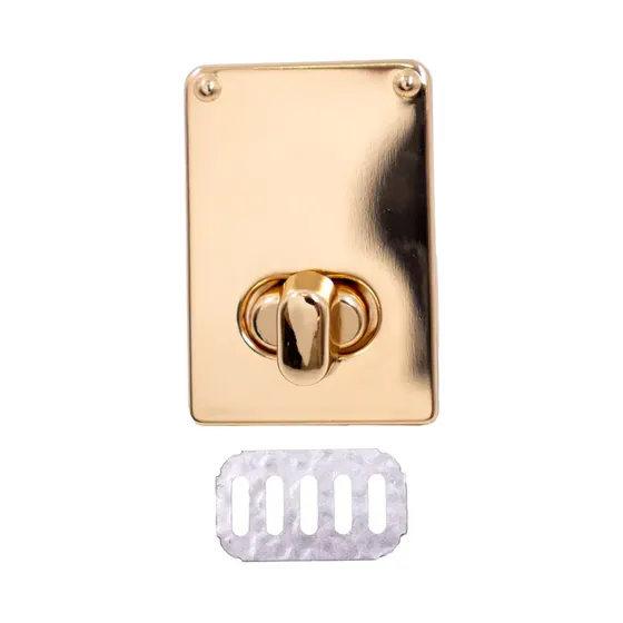 Fecho Torniquete Retangular Para Bolsa 44X30Mm Em Ferro (12 Pc) - Dourado