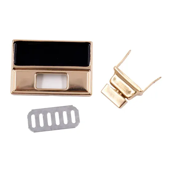 Fecho Torniquete Retangular Para Bolsa 41X28Mm Em Ferro (12 Pc) - Dourado