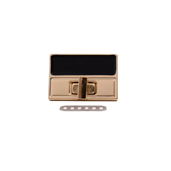 Fecho Torniquete Retangular Para Bolsa 41X28Mm Em Ferro (12 Pc) - Dourado