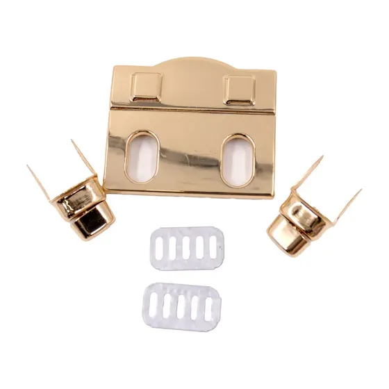 Fecho Torniquete Duplo Para Bolsa 52X46Mm Em Ferro (12 Pc) - Dourado