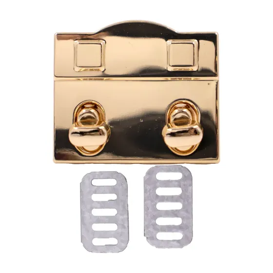 Fecho Torniquete Duplo Para Bolsa 52X46Mm Em Ferro (12 Pc) - Dourado