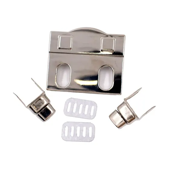 Fecho Torniquete Duplo Para Bolsa 52X46Mm Em Ferro (12 Pc) - Niquel