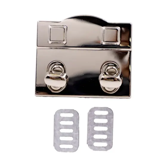 Fecho Torniquete Duplo Para Bolsa 52X46Mm Em Ferro (12 Pc) - Niquel