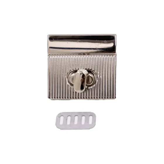Fecho Torniquete Para Bolsa 40X37Mm Em Ferro (12 Pc) - Niquel