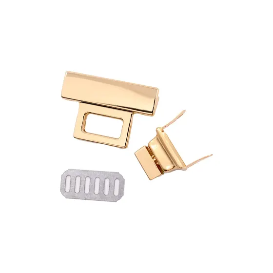 Fecho Torniquete Para Bolsa 39X27Mm Em Ferro (12 Pc) - Dourado