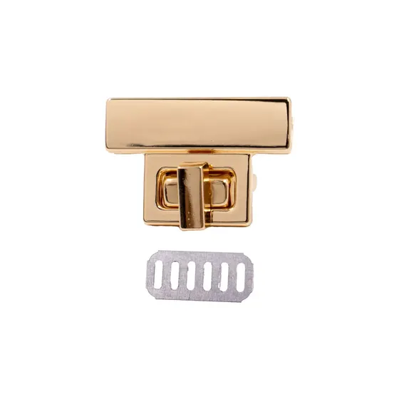 Fecho Torniquete Para Bolsa 39X27Mm Em Ferro (12 Pc) - Dourado