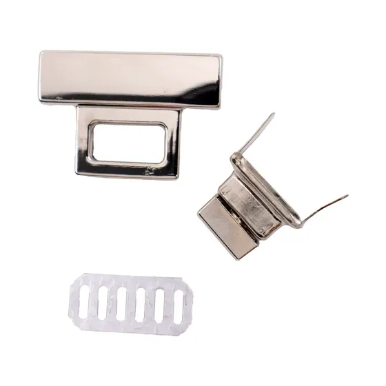 Fecho Torniquete Para Bolsa 39X27Mm Em Ferro (12 Pc) - Niquel