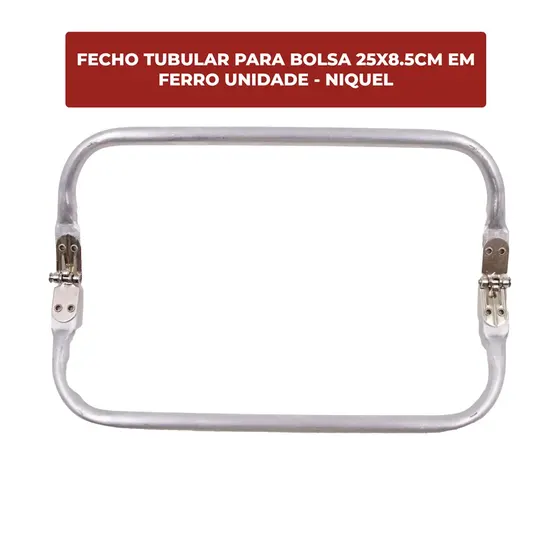 Fecho Tubular Para Bolsa 25X8.5Cm Em Ferro Unidade - Niquel