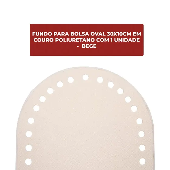 Fundo Para Bolsa Oval 30X10Cm Em Couro Pu Unidade