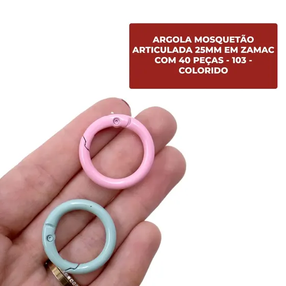 Argola Mosquetao Articulada 25Mm Em Zamac (40 Pc)