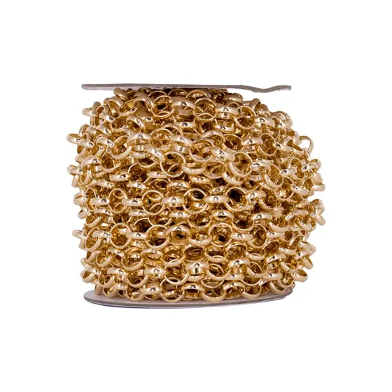 Corrente Elo Portugues 14Mm Em Aluminio Com 15 Metros - Dourado