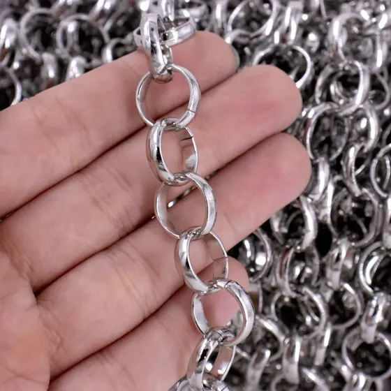 Corrente Elo Portugues 14Mm Em Aluminio Com 15 Metros - 074 Niquel