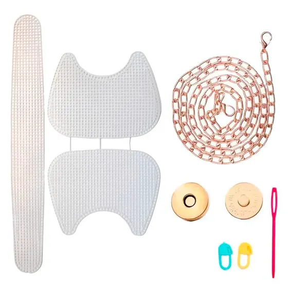 Kit Diy Bolsa Tela 51X22Cm Com Corrente Aluminio Unidade - Dourado