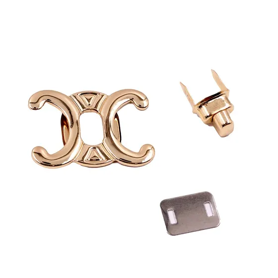 Fecho Para Bolsa Vintage 50X36Mm Em Metal (10 Pc) - Dourado