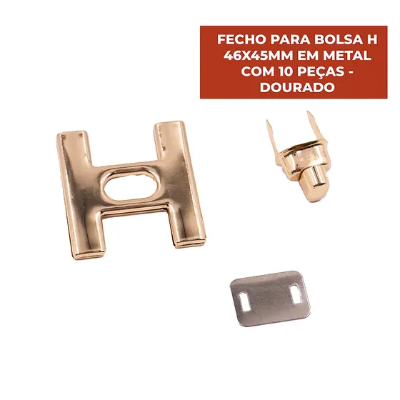Fecho Para Bolsa H 46X45Mm Em Metal (10 Pc) - Dourado