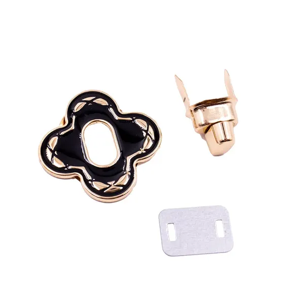 Fecho Para Bolsa Trevo Com Resina 40Mm Em Metal (10 Pc) - Dourado