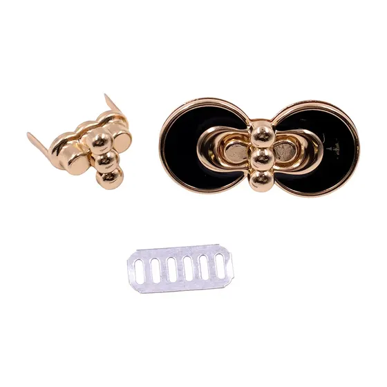Fecho Para Bolsa Redondo Duplo Com Resina 63X30Mm Em Metal (10 Pc) - Dourado