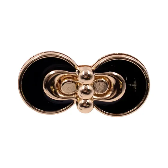 Fecho Para Bolsa Redondo Duplo Com Resina 63X30Mm Em Metal (10 Pc) - Dourado