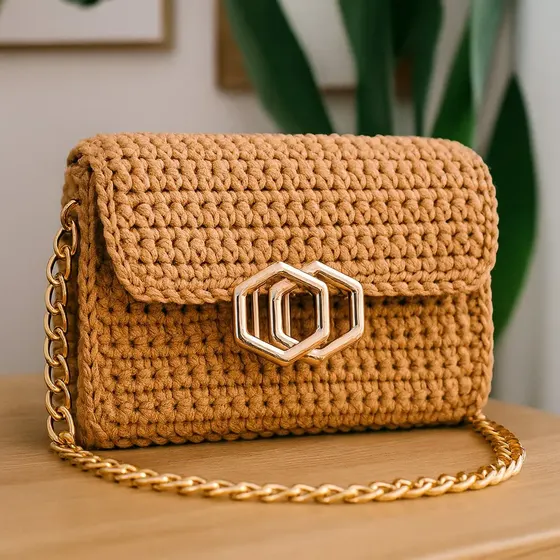 Fecho Para Bolsa Hexagonal Duplo 41X33Mm Em Metal (10 Pc) - Dourado