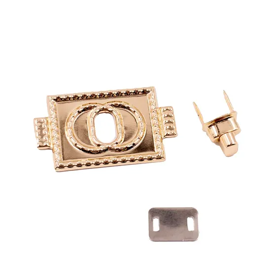 Fecho Para Bolsa Retangular 63X38Mm Em Metal 10 Pecas - Dourado