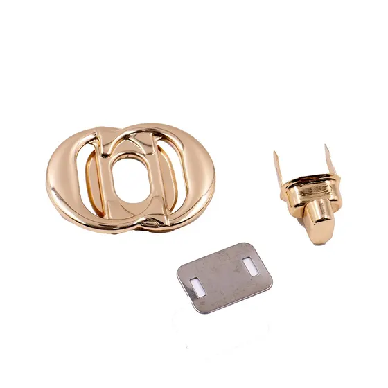 Fecho Para Bolsa Redondo Duplo 46X36Mm Em Metal 10 Pecas - Dourado