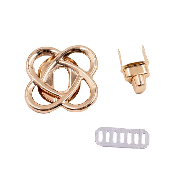 Fecho Para Bolsa Flor Vazada 40Mm Em Metal 10 Pecas - Dourado