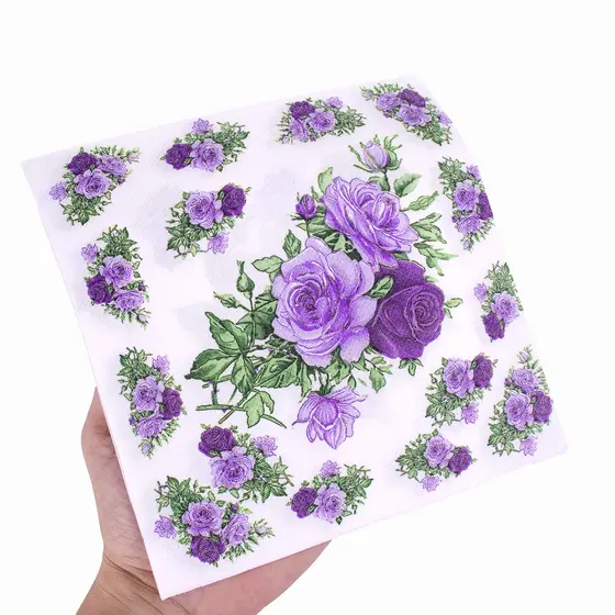 Guardanapos Decoupage 33X33Cm Flores Com 20 Unidades - Modelo 9