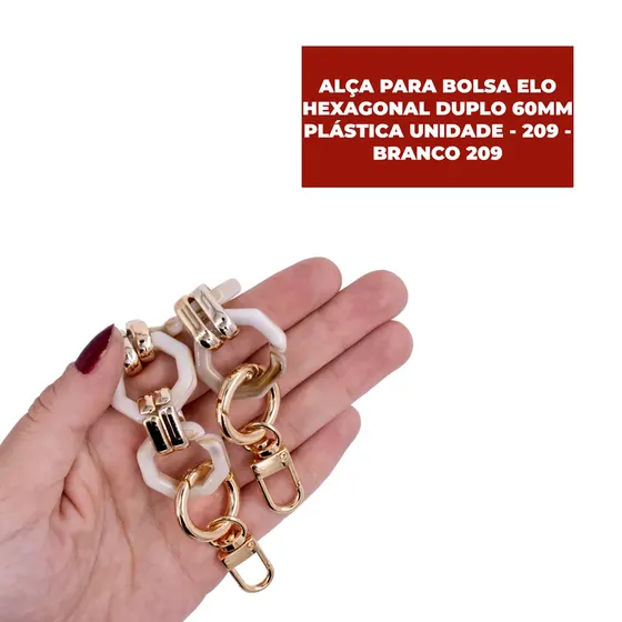 Alca Para Bolsa Elo Hexagonal Duplo 60Mm Plastica Unidade