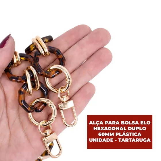 Alca Para Bolsa Elo Hexagonal Duplo 60Mm Plastica Unidade - Tartaruga