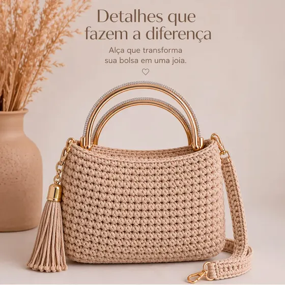 Alca Para Bolsa Com Strass Em Metal (2 Pc) - 073 Dourado