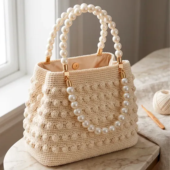Alca De Bolsa Perolas 13X10Cm Em Abs (2 Pc) - 224 Perola