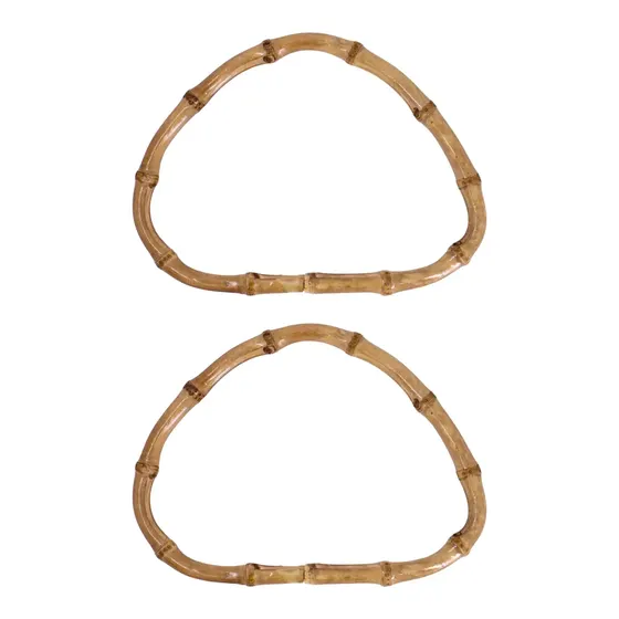 Alca Para Bolsa Bambu 19X14Cm Em Madeira (2 Pc) - 549 Marrom Mesclado