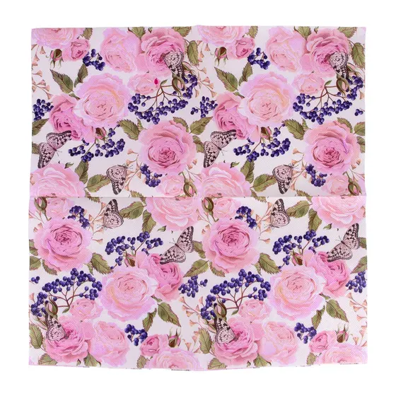 Guardanapos Decoupage 33X33Cm Floral Com 20 Unidades - Modelo 3
