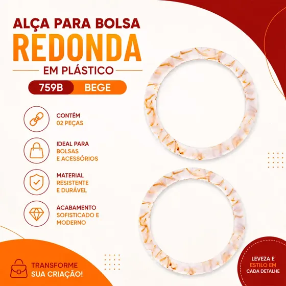 Alca Para Bolsa Redonda Em Plastico (2 Pc)