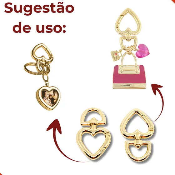 Coracao Mosquetao Articulado 28X47Mm Em Zamac (20 Pc) 073 - Dourado 073