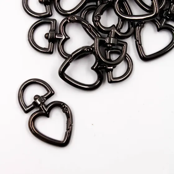 Coracao Mosquetao Articulado 28X47Mm Em Zamac (20 Pc) - Grafite