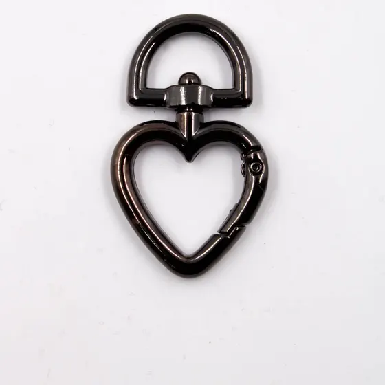 Coracao Mosquetao Articulado 28X47Mm Em Zamac (20 Pc) - Grafite