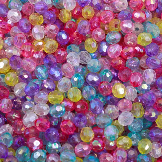 Bola Sextavada Irisada Passante 06Mm Em Acrilico Com 500Gr