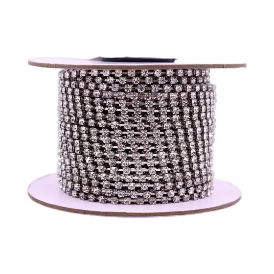 Corrente De Strass Junta Ss14 Em Vidro Com 50 Metros 533 - Niquel + Cristal 101